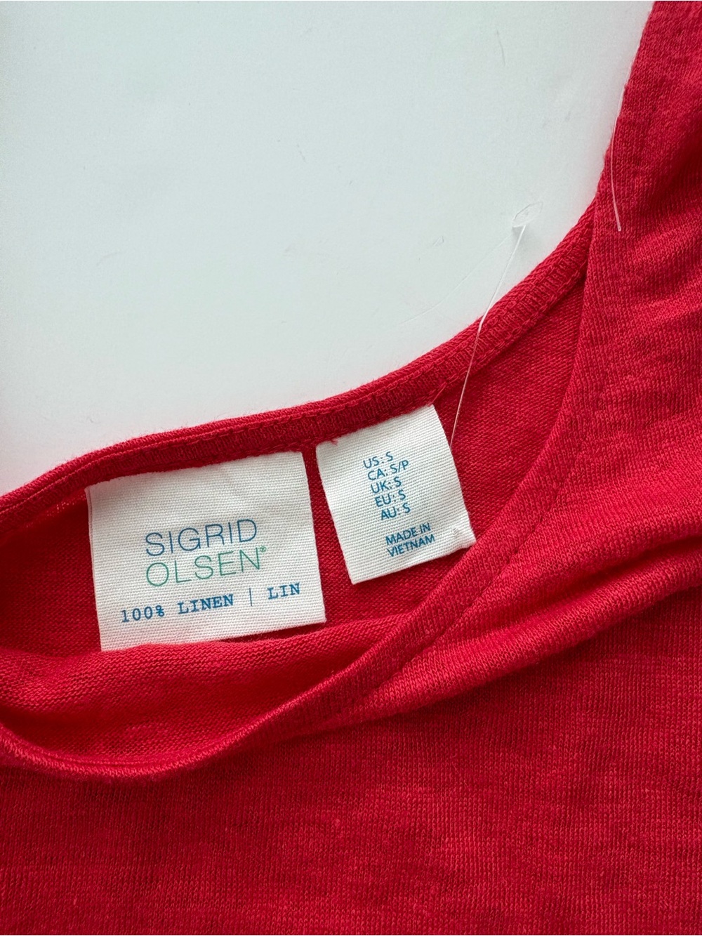 Sigrid Olsen Linen 2 Piece Set Tank Top Open Front Cardigan Red NWT Size S - Picture 4 of 12